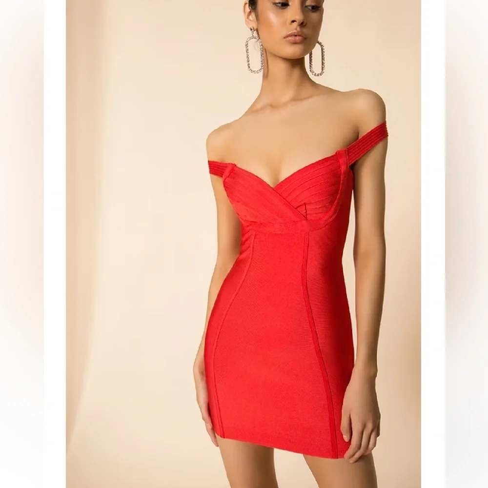 Superdown‎ Julie Red Bandage Mini Dress Convertible Off Shoulder Bodycon S NWT